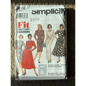 Simplicity 8974 Sewing pattern dress pencil swing skirt size 12 14 16 18
